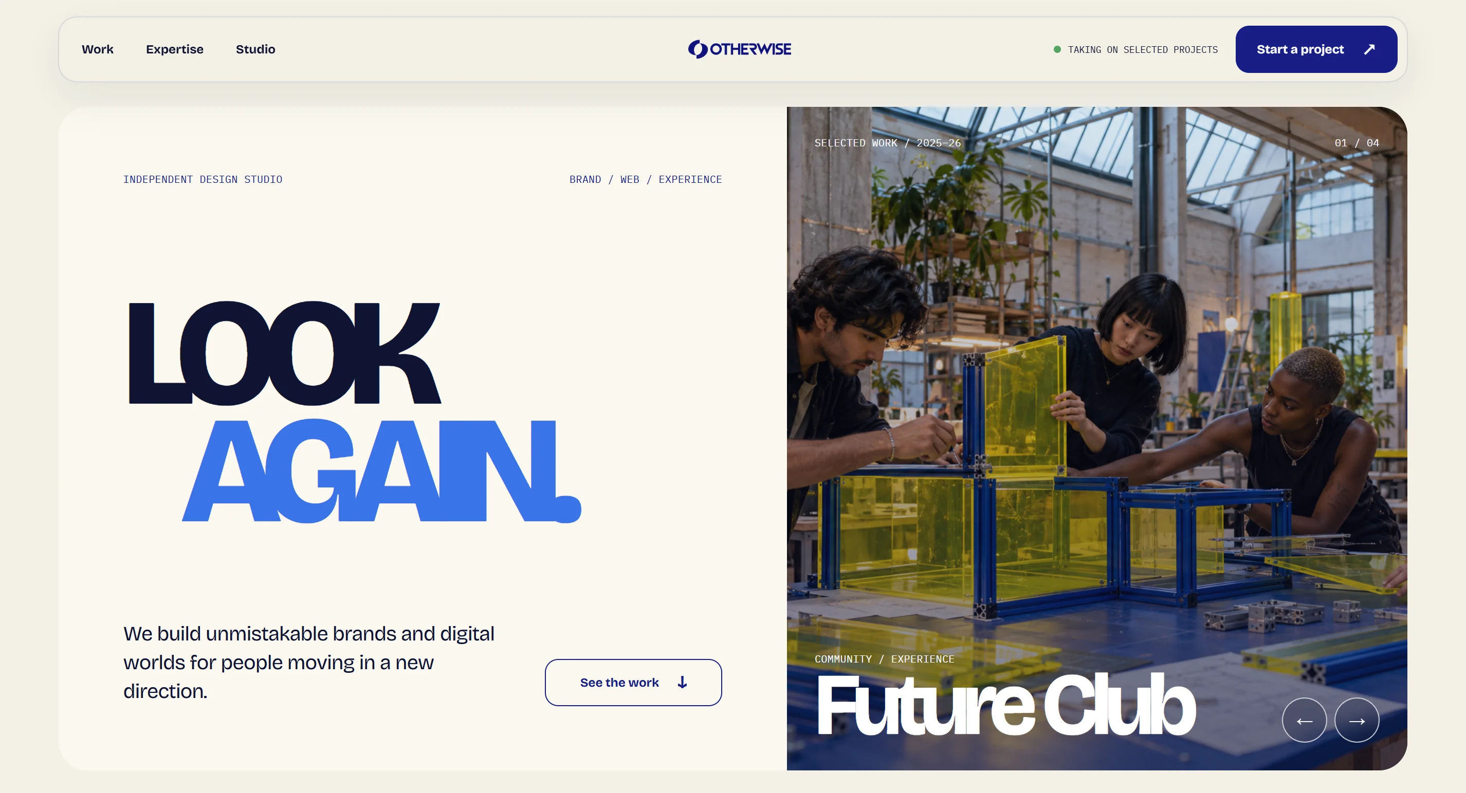 OTHERWISE independent design studio website concept