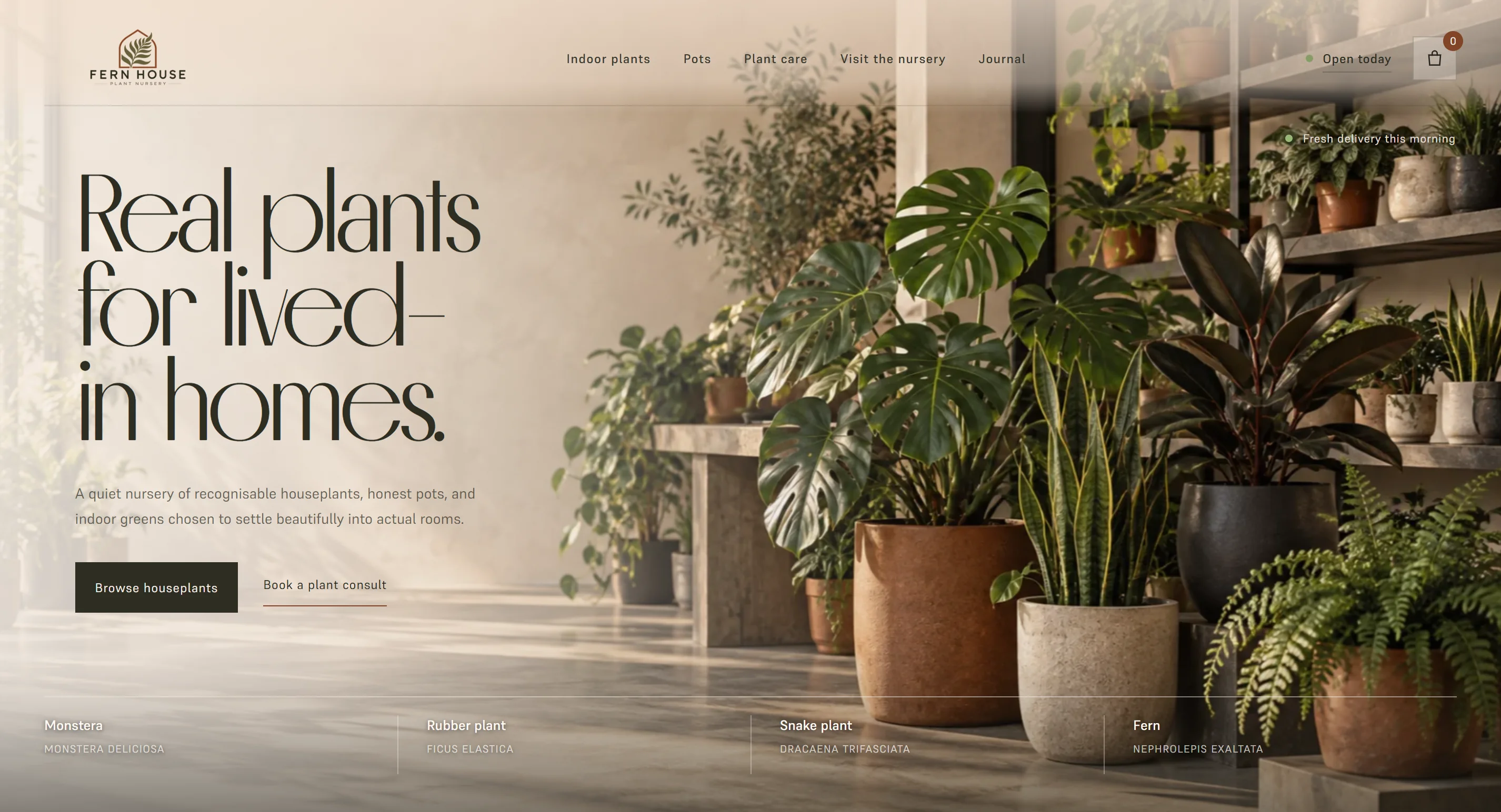 FERN HOUSE plant nursery website