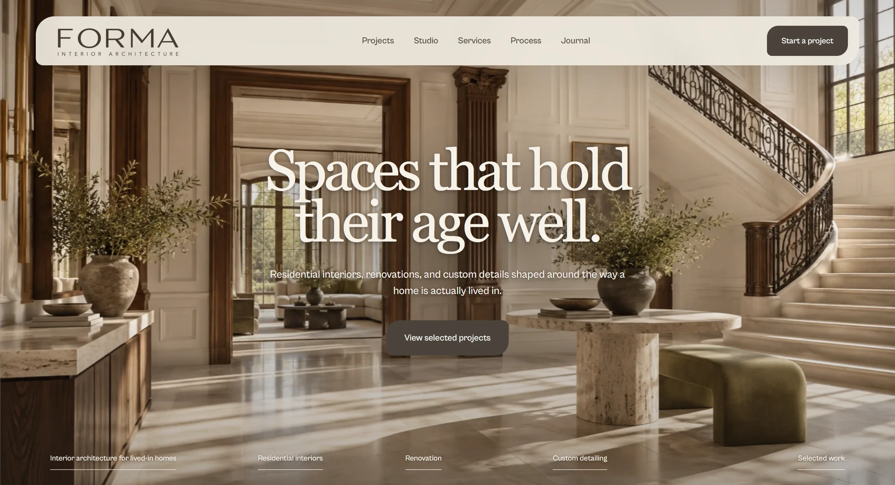 FORMA interior architecture website concept