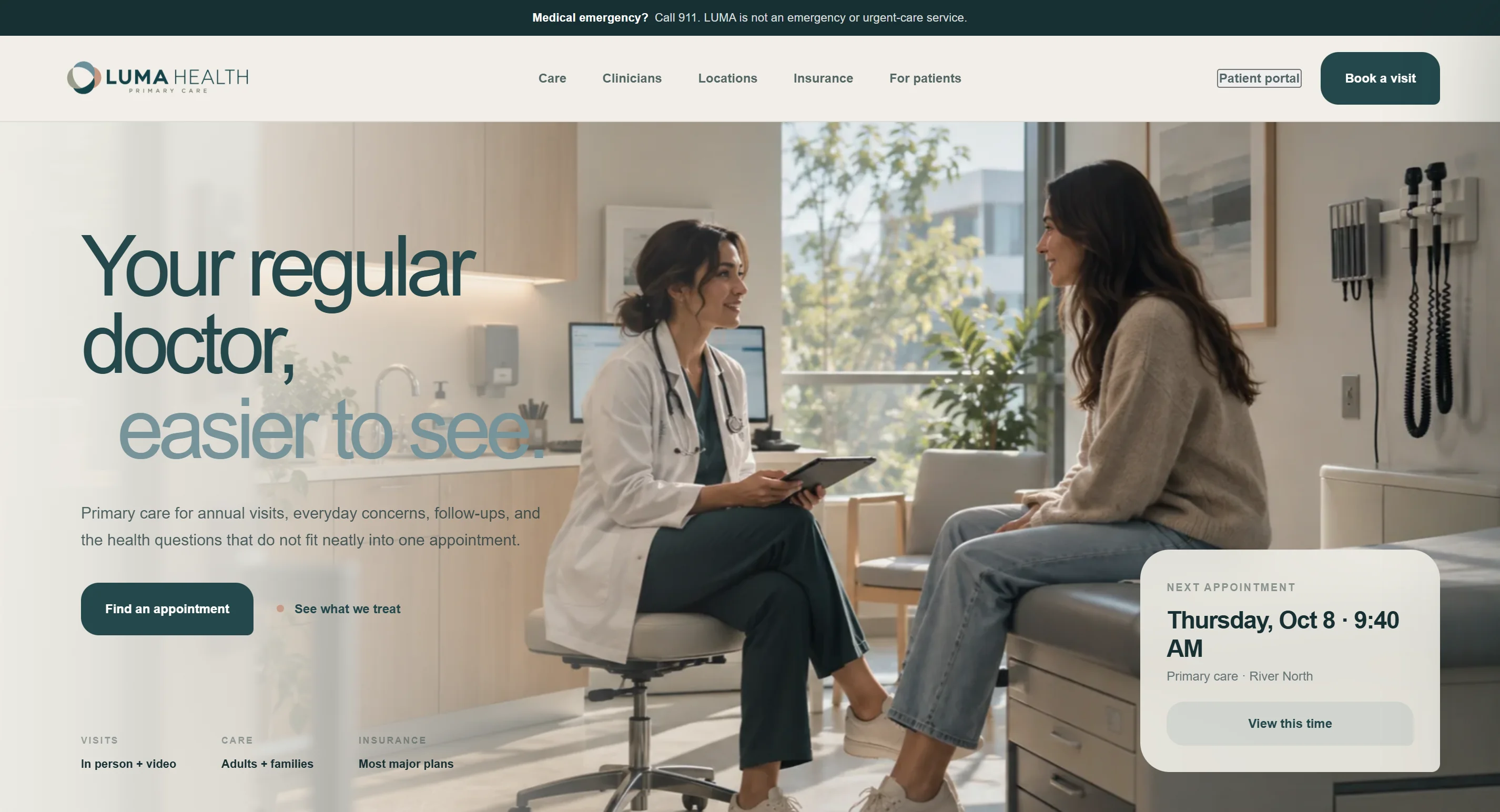 LUMA healthcare website