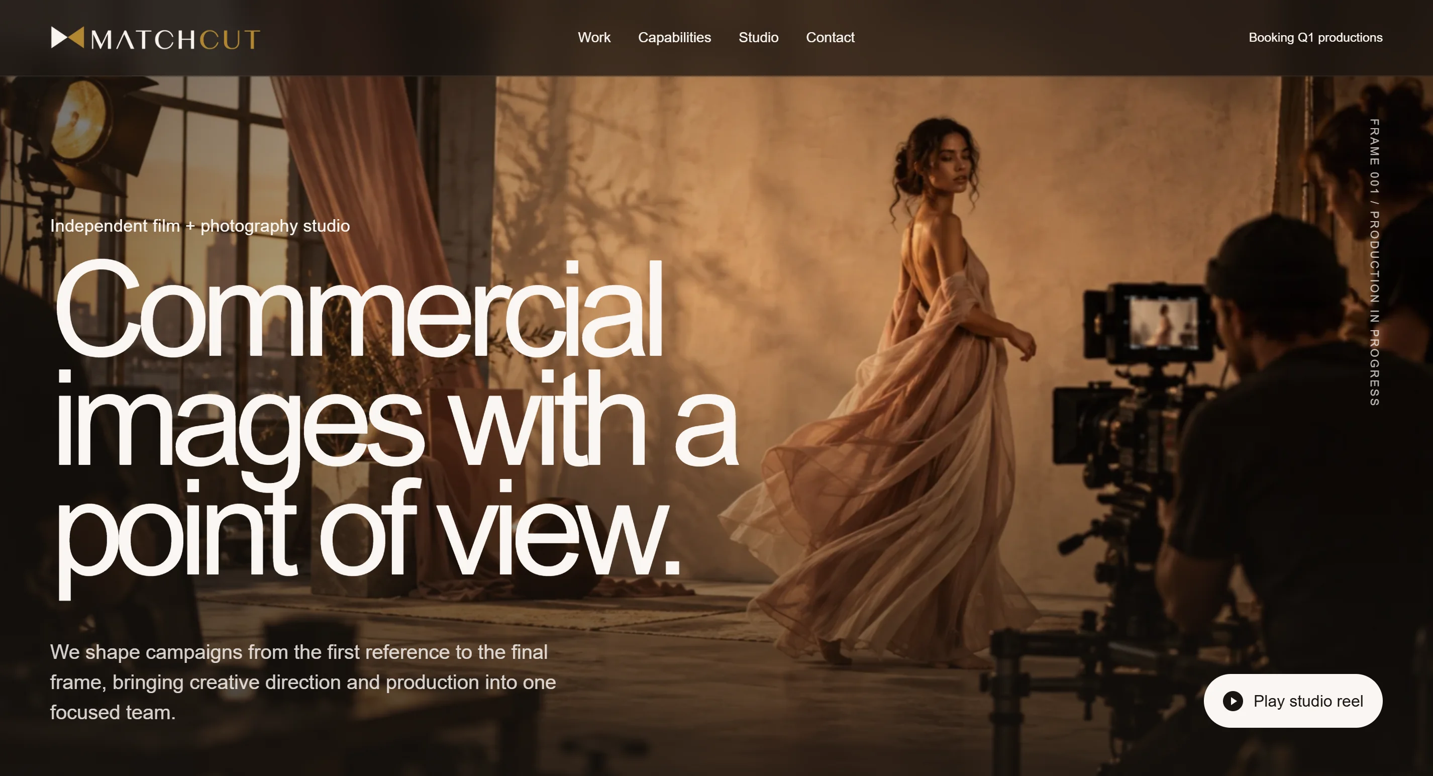 MATCHCUT film and photography studio website