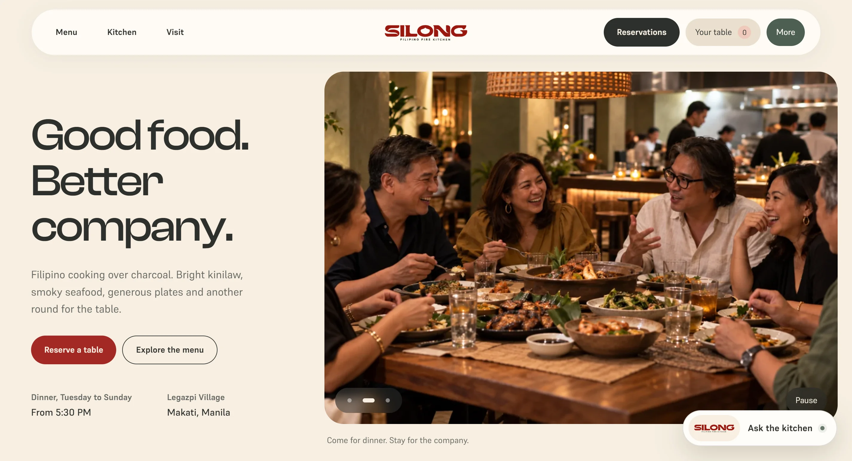 SILONG Filipino restaurant website