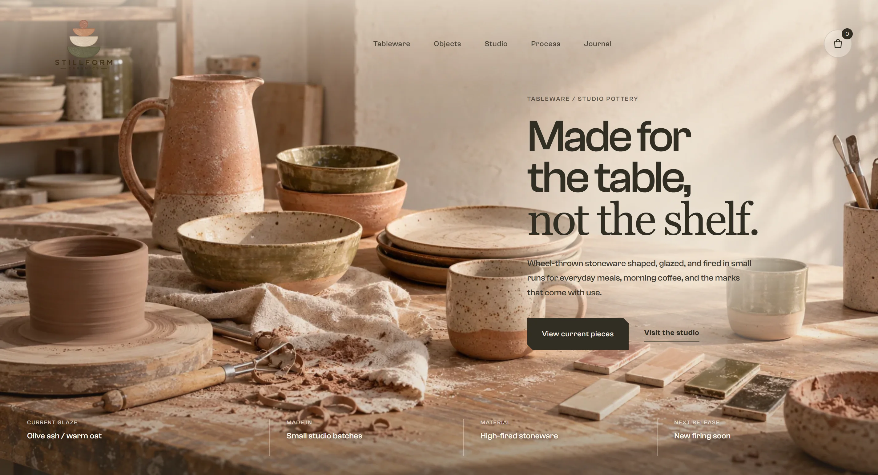 STILL FORM pottery studio website